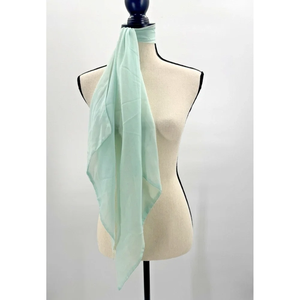 Mint Sheer Flare Skinny Scarf Asymmetrical Fairy Ethereal Mermaid Head Neck Wrap